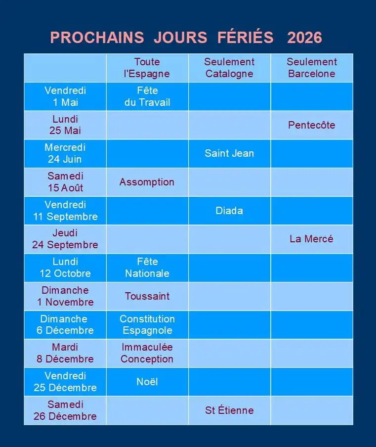 Jours Fériés pour 2026